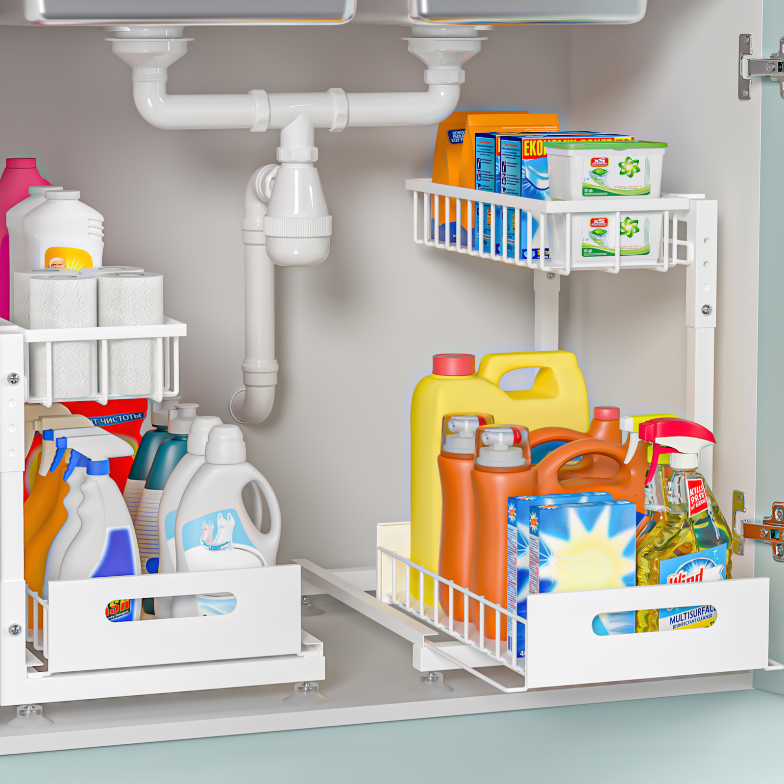 Heavy-Duty 2-Tier Sliding Under-Sink Organizer